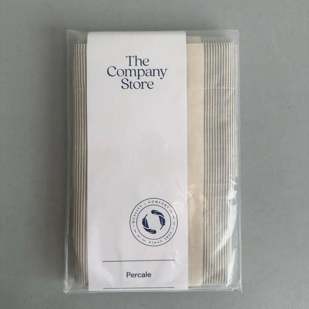 The Company Store NWT Moss Green Wide Stripes 100% Cotton Percale Sham- King